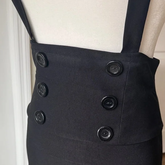 Wet Seal Black Pencil Skirt with Suspenders - Picture 4 of 8